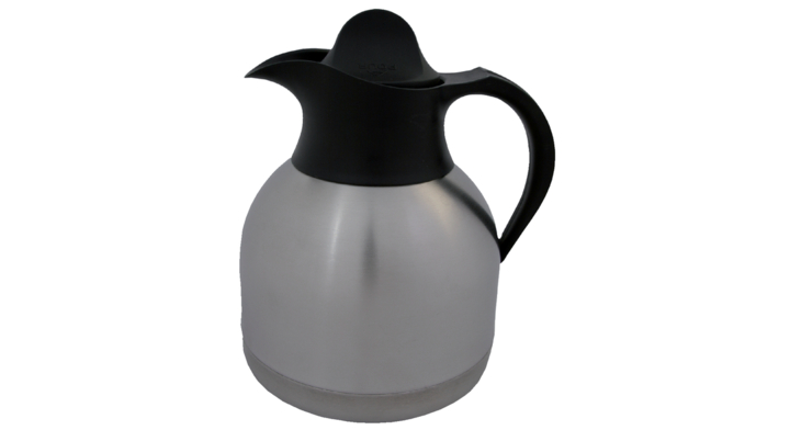 Koffiekan met zwarte dop, 1 liter, RVS (1 stuk)