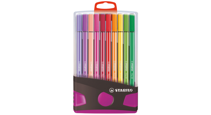 Viltstift stabilo 68 etui antractiet/roze 20st ass(6820-031-