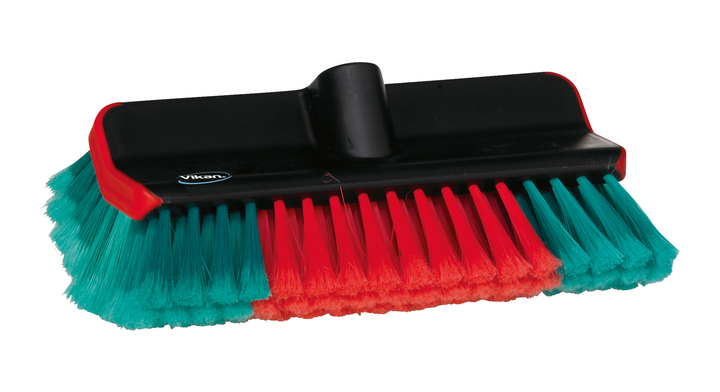 Vikan, wasborstel met waterdoorvoer, 28cm, hoek, zwart/rood/groen, 524752 (1 stuk)