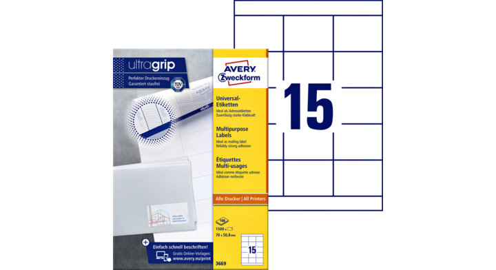 Etiket avery zweck 3669 70x50.8mm 1500st