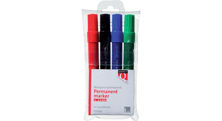 Viltstift quantore perm rond 1-1.5mm ass(4per-2400b_softpouc