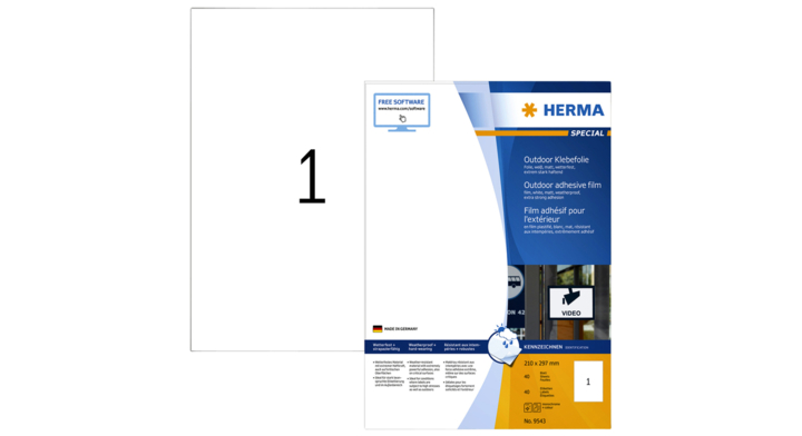 Etiket herma 9543 a4 outdoor polyesterfolie wit(9543)