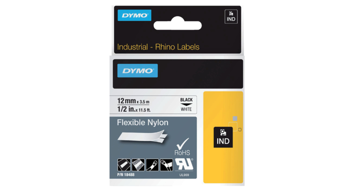 Lettertape dymo 18758 id1 12mmx3.5m flex nyl tape