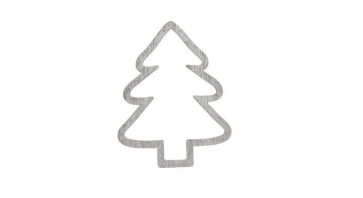 Kerst deco, houten boom, zelfklevend, 60mm, zilver (100 st)