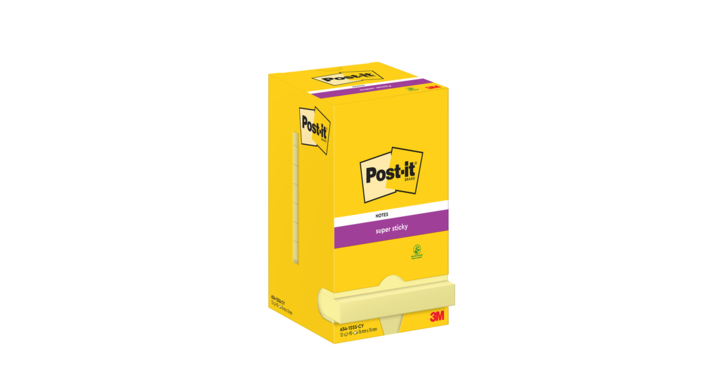 Memoblok 3m post-it 654 76x76mm ss geel doos/12st