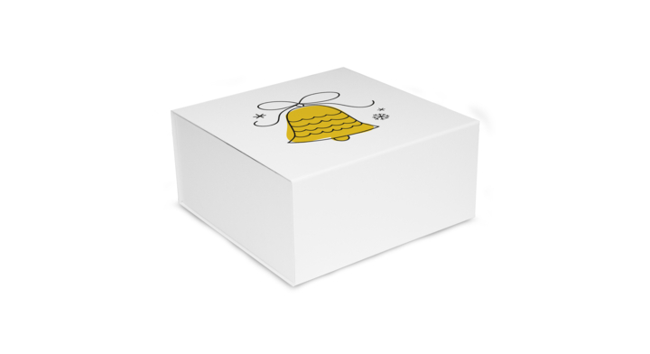 Luxe kerstmagneetdoos , Jingle Bell, 35x25x10cm, wit (25 st)