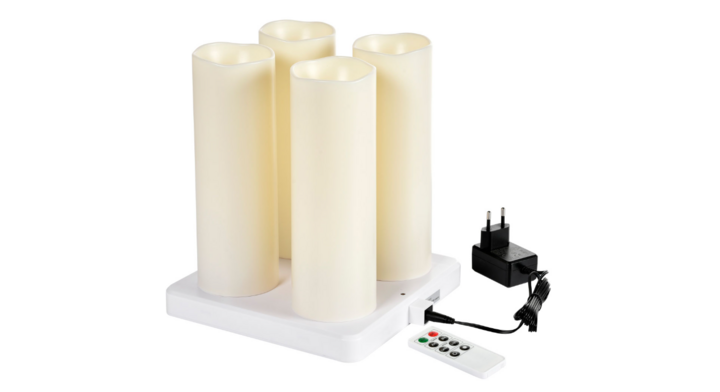 Duni Stompkaarsen | Oplaadbare Lamp | Set | White | 174432 (4 stuks)