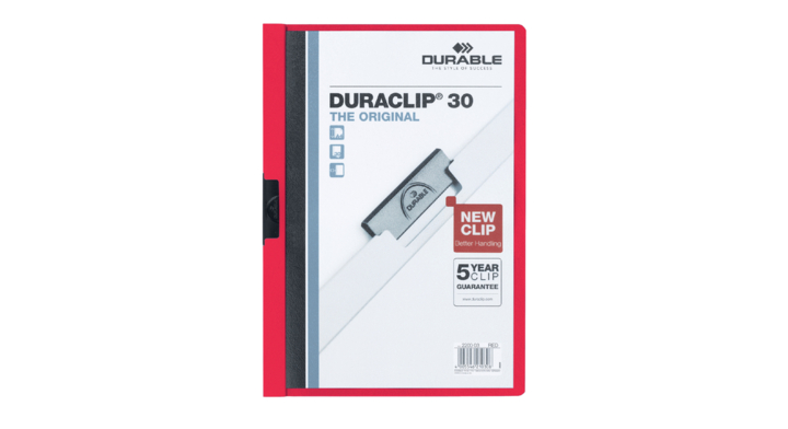 Klemmap durable 2200 a4 pl/tr 3mm rood
