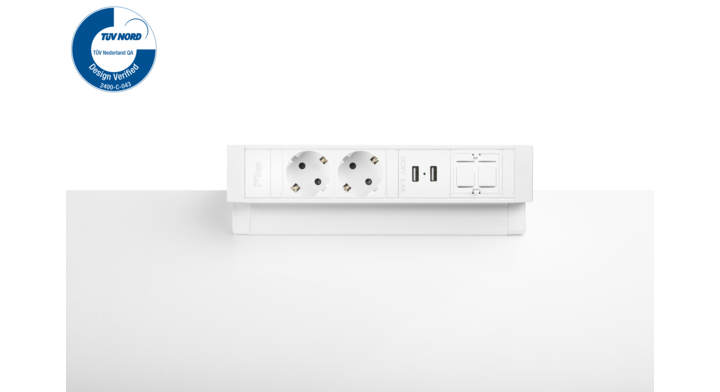 Filex, Power Desk Up 2.0, 2x 230V, 2x Usb, keystone, wit