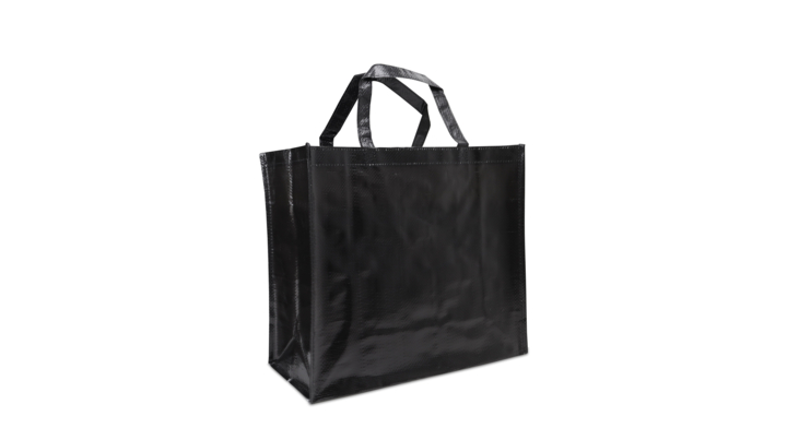 Shopper,  40+12x35cm, PP-woven, korte lus, zwart (100 stuks)