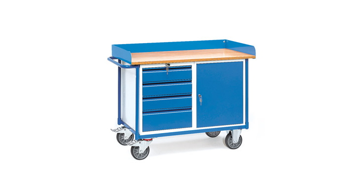 Werkplaatswagen met 1 ladekast en 1 kast, 1120x650mm
