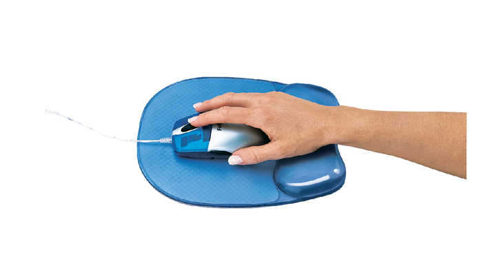 Muismat+polssteun fellowes gel transp blauw