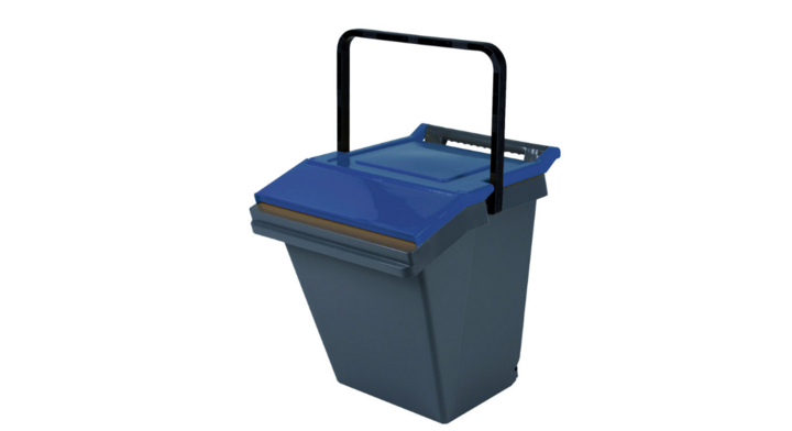 Easytech, stapelbare afvalbak, 40 ltr, grijs/blauw,VB 188017