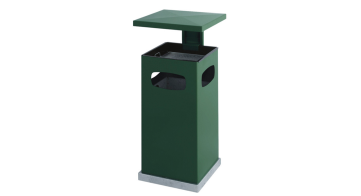Afvalbak met ashouder en afdak, 70 liter, groen, VB 201211