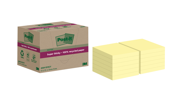 Memoblok 3m post-it 654 rss12cy 76mmx76mm geel(7100284981)