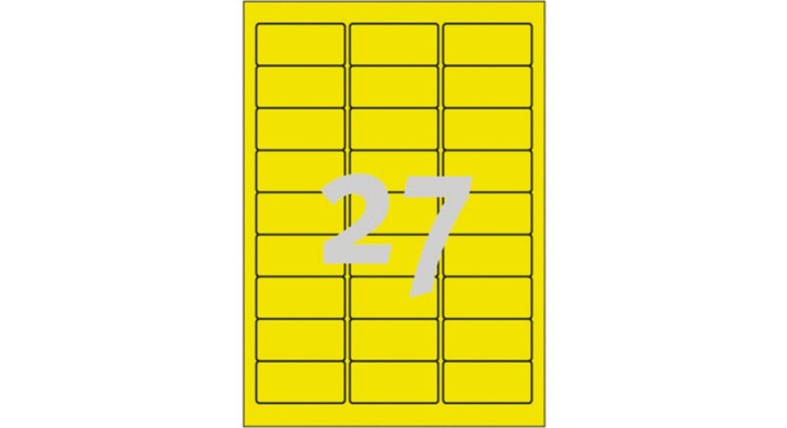 Etiket avery l6004-25 63.5x29.6 neon geel 675st(l6004-25)