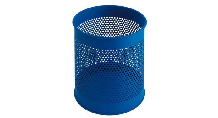 Metalen papierbak, geperforeerd, 15 liter, blauw, VB 270620
