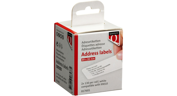 Label etiket quantore 99010 89mmx28mm adres wit(q99010)