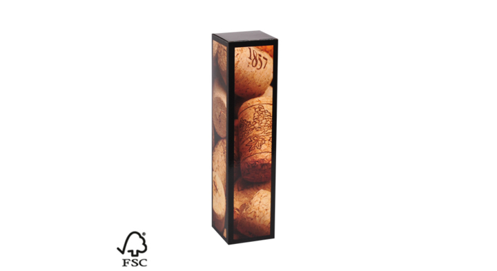 Kokerdoos 1-fles, Kurk, zwart, 87x87x360mm (50st)