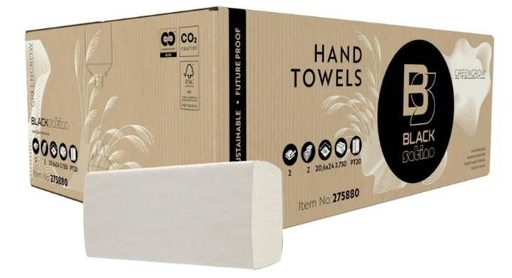 BlackSatino GreenGrow | Interfold Papieren Handdoekjes | 24x20,6cm | 2-Laags | PT20 | Lichtbeige | 275880 (3.750 stuks)