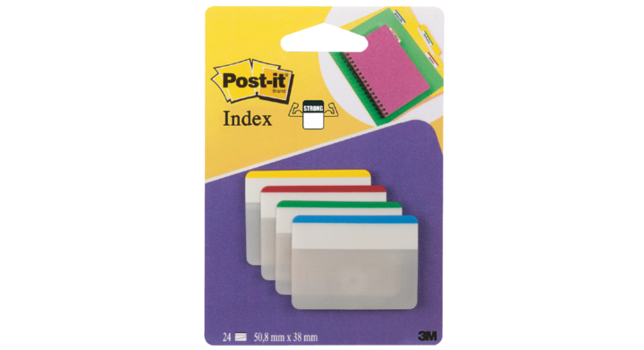 Indextabs 3m post-it 686f-1 strong 50mm 4 kleuren