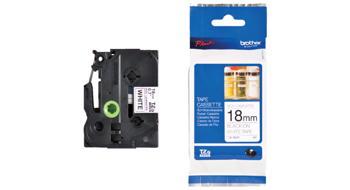 Lettertape brother p-touch tzn241 18mm wit/zwart