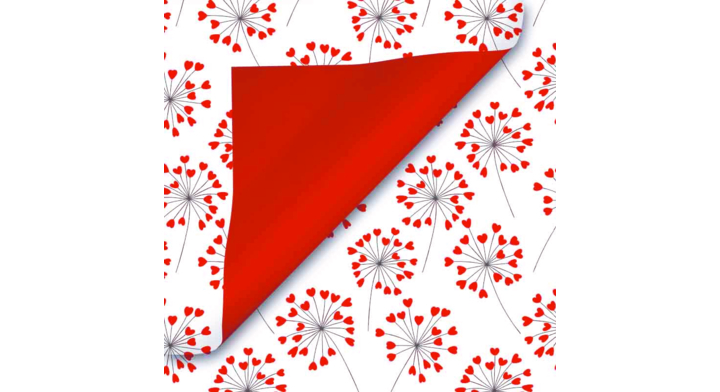 Coated inpakpapier - Hartjes dessin 50cmx200meterRood1st