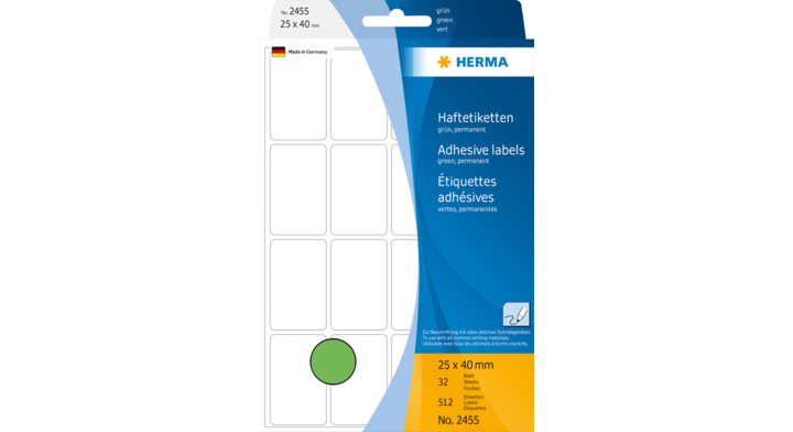 Etiket herma 2455 25x40mm 512st groen