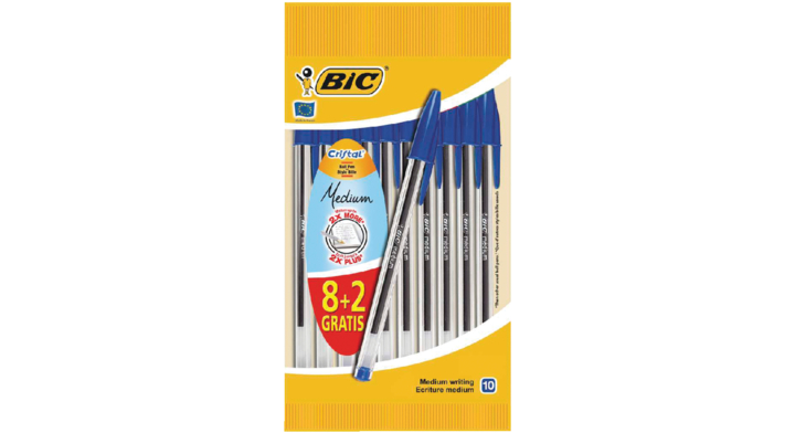 Balpen bic cristal blauw 8+2