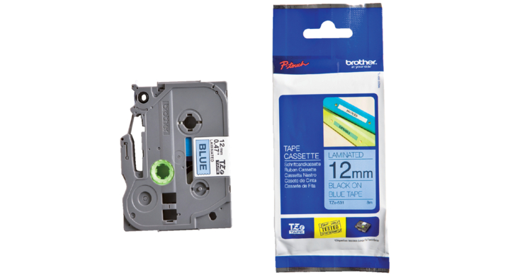 Lettertape brother p-touch tz531 12mm blauw/zwart