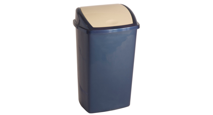 Afvalbak met swingdeksel, 50 liter, blauw/creme, VB 200917