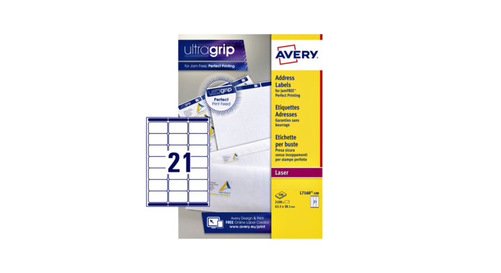 Etiket avery l7160-100 63.5x38.1mm 2100st