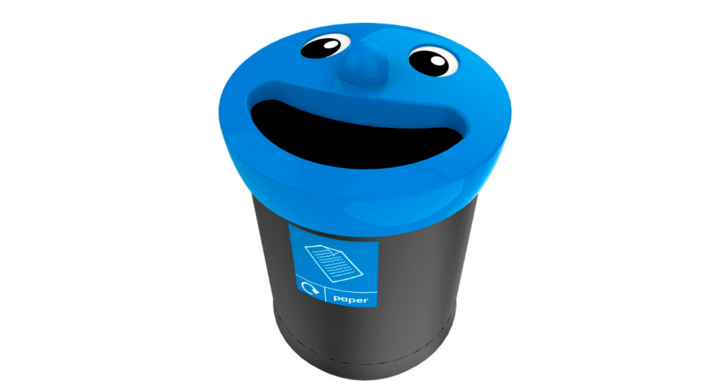 Smiley face afvalbak, 52 liter, zwart/blauw, VB 719464