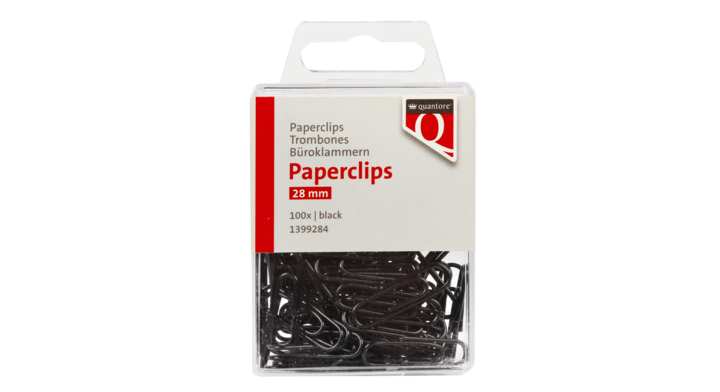 Paperclip quantore 28mm zwart 100 stuks(1399284)