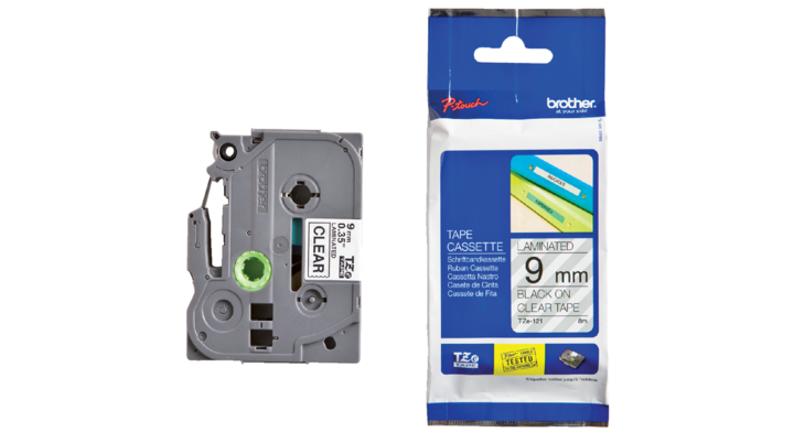 Lettertape brother p-touch tze121 9mm transp/zwart