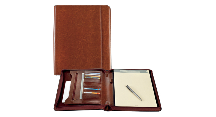 Schrijfmap brepols palermo luxe a4 met rits bruin(3.854.3306