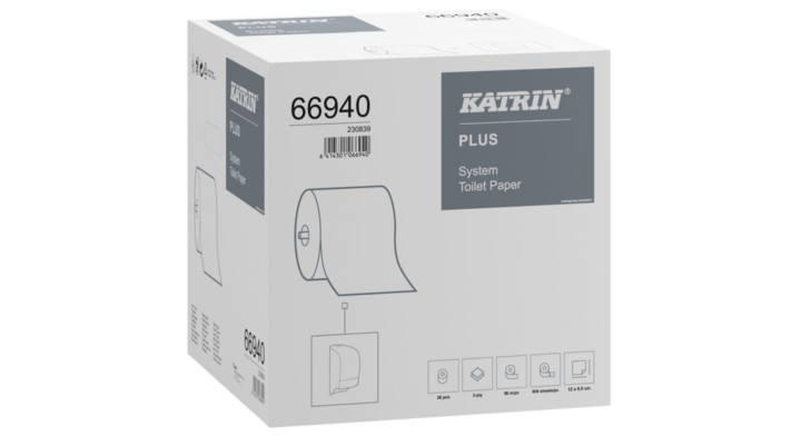 Katrin Plus | Systeemrol Toiletpapier | 96 Meter | 2-Laags | Wit | 66940 (36 stuks)