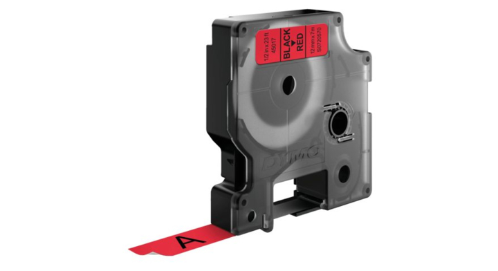 Lettertape dymo 45017 1000 12mmx7m rood/zwart
