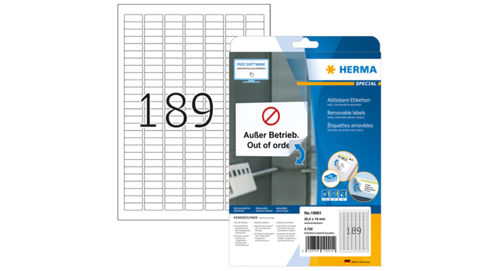 Etiket herma 10001 a4 25.4x10mm verwijderbaar wit(10001)