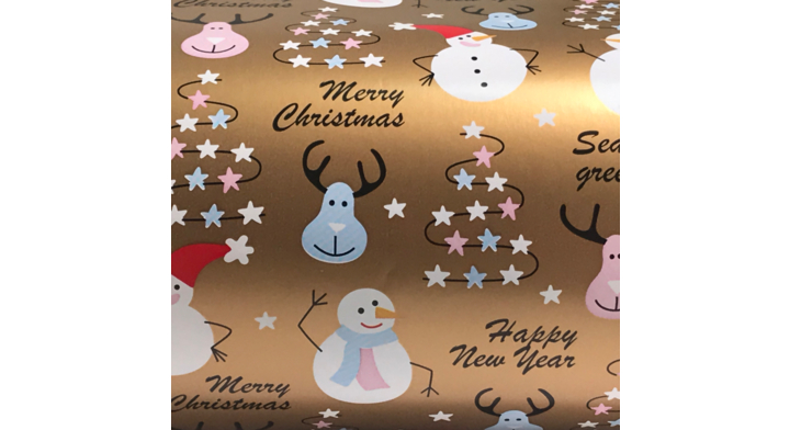 Cadeaupapier Kerst, 50cm x 200 meter, D90207, goud