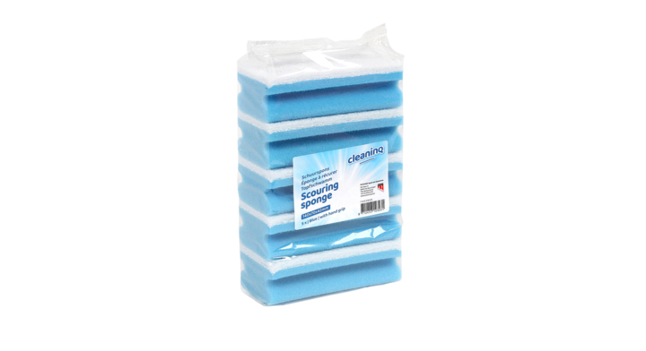 Cleaninq, schuurspons met handgreep, 140x70x42mm, blauw/wit, 105025 (5 stuks)