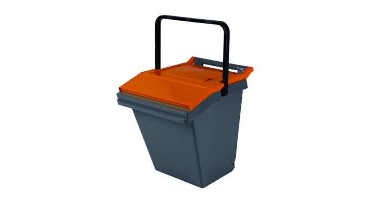 Easytech, stapelbare afvalbak, 40 ltr,grijs/oranje,VB 188000