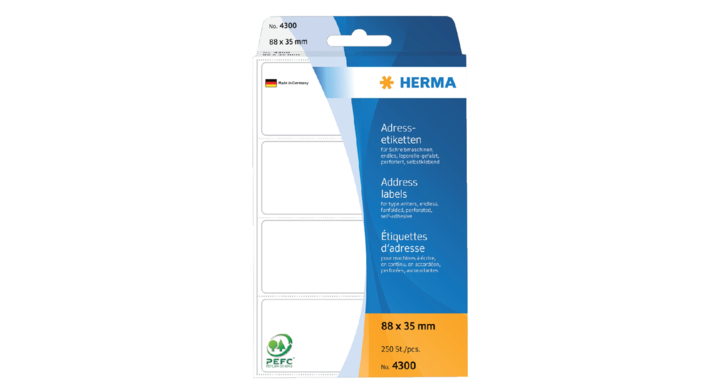Etiket herma adres 4300 88x35mm 250st leporello