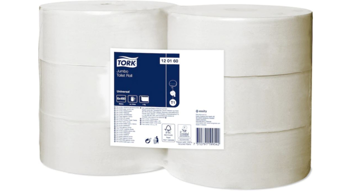 Tork Universal | Jumbo Toiletpapier | 480 Meter | 1-Laags | T1 | Wit | 120160 (6 stuks)