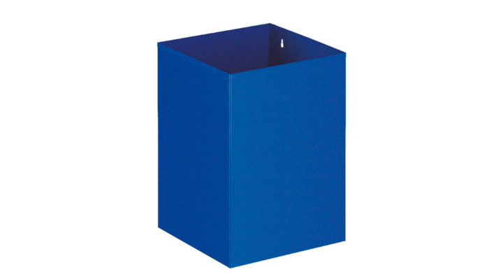 Metalen papierbak, vierkant, 21 liter, blauw, VB 110200