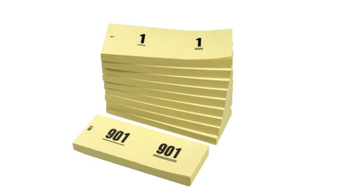 Nummerblok, 41x122mm, nummering 1-1000, geel (10 stuks)