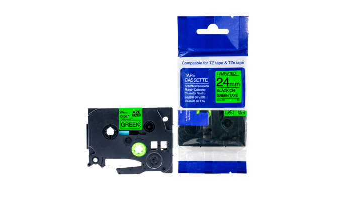 Compatible Lettertape brother TZE-751 24mm zwart groen