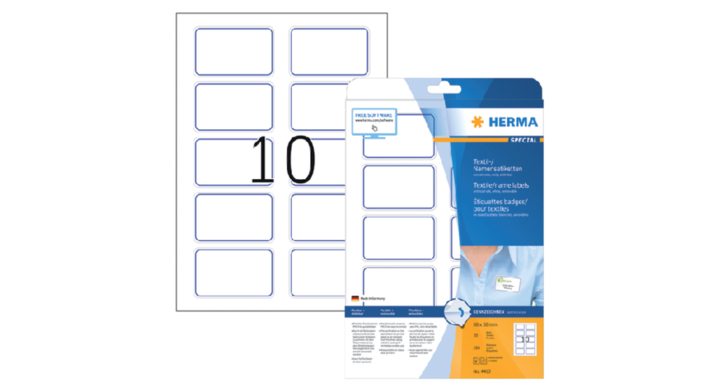 Naambadge etiket herma 4410 80x50mm wit blauw(4410)