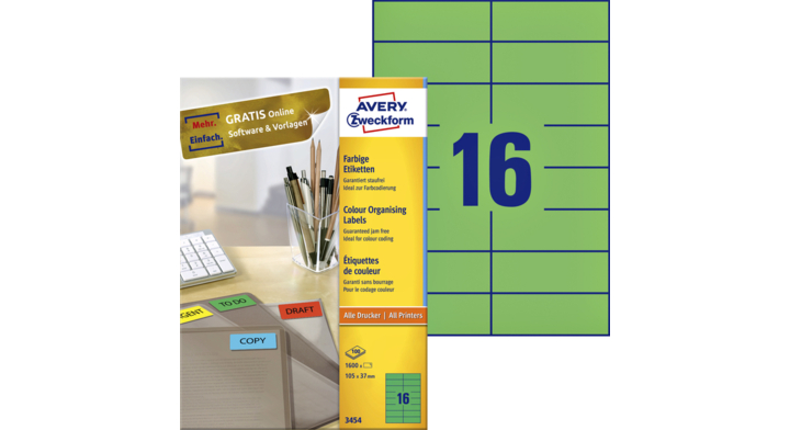 Etiket avery zweck 3454 105x37mm groen 1600st