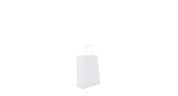 Draagtas, papier, gedraaid, 18+8x24cm, basic, wit (250 st)
